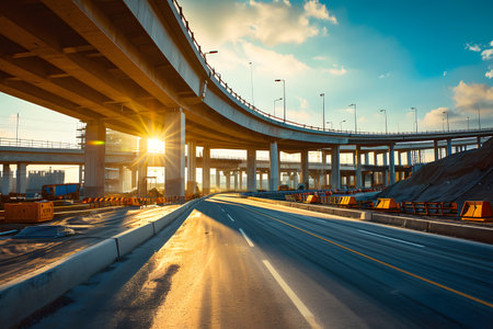 A mega infrastructure project of highway or freeway is under constructionの素材