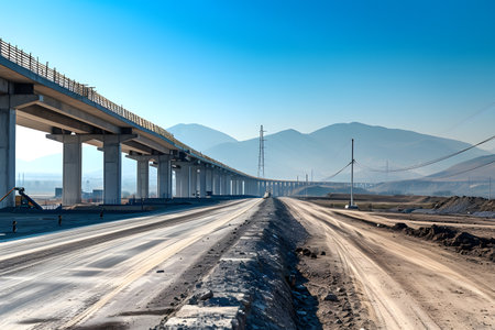 A mega infrastructure project of highway or freeway is under constructionの素材