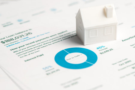 Mortgage loan statement with a white model house. The statement showing principal and interest...