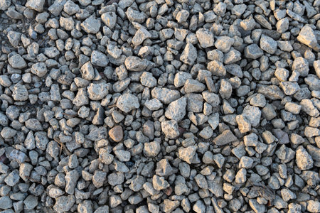 Gray stones texture wall background, top viewの写真素材