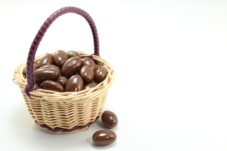 I tried to express the cuteness is a chocolate with a small basket の写真素材