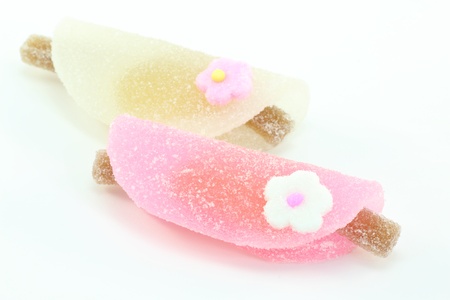 This is a picture of pink and white sweets.の写真素材