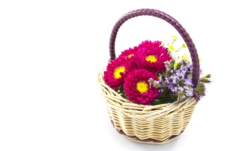 This is a picture of the flower basket made by such as wild chrysanthemum and aster の写真素材