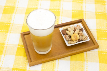 This is a picture of snacks and beer drinking in the summer.の写真素材