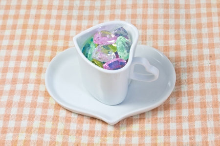 This is a picture of the colorful heart in a cup.の写真素材