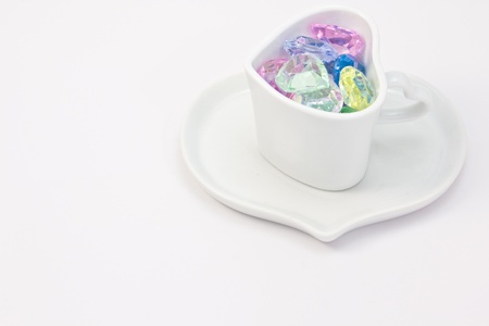 This is a picture of the colorful heart in a cup.の写真素材