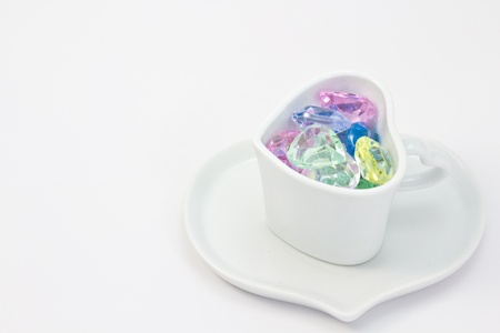 This is a picture of the colorful heart in a cup.の写真素材