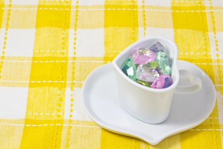 This is a picture of the colorful heart in a cup.の写真素材