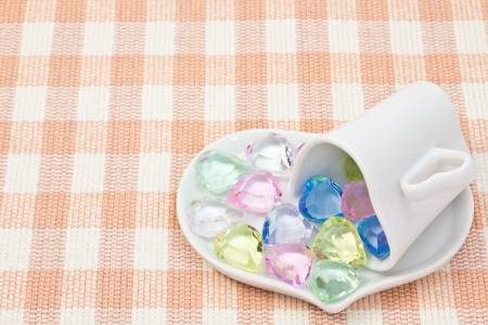 picture of the colorful heart on a saucer.の写真素材