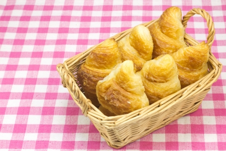 This is a photo of bread in a basket that I took.の写真素材