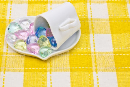 colorful heart on a saucer.の写真素材