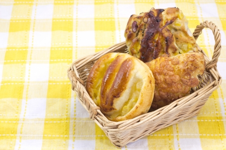 bread in a basketの写真素材