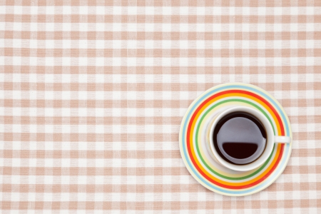 This is a photo of coffee on the table cloth.の写真素材