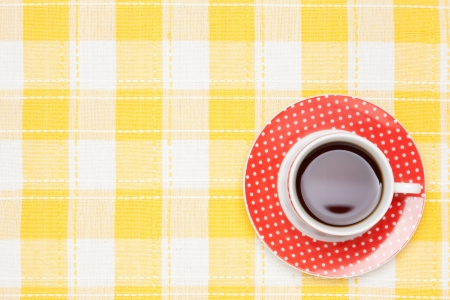 This is a photo of coffee on the table cloth.の写真素材