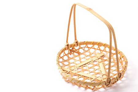 This is a basket made of bamboo.の写真素材