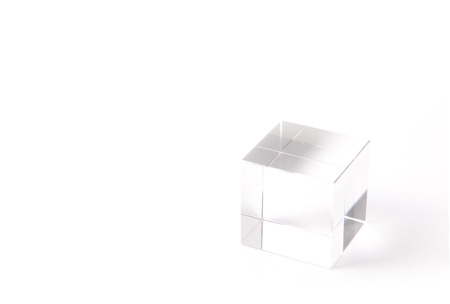 This is a paperweight of a transparent cube.の写真素材