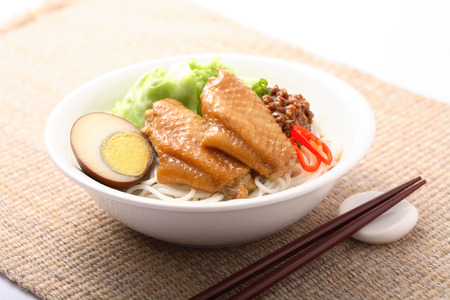 chicken wing noodle with eggの写真素材