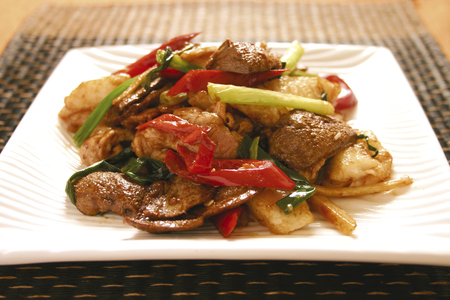 spicy stir fried beef slicesの写真素材
