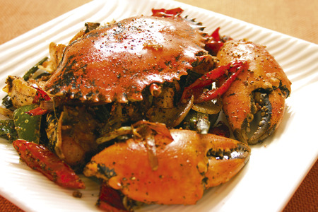 asian cuisine - spicy fried crabsの写真素材
