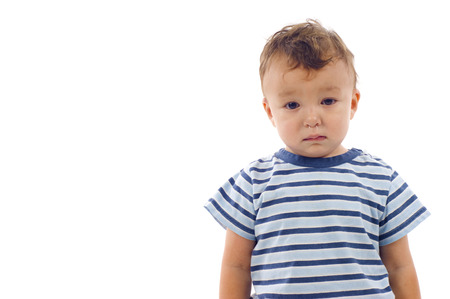 Portrait of Sad  Baby Boy - Isolated over a white backgroundの写真素材