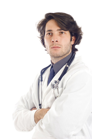 Medical Doctor with Stethoscope - Isolated over a white backgroundの写真素材