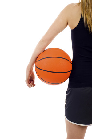 Young beautiful female basket ball player, trainingの写真素材