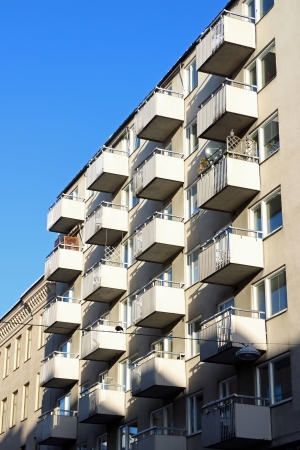 Stockholm, Sweden, 20th January, 2013, Domestic housing with balconies on S?malm in Stockholmのeditorial素材