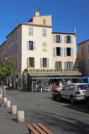 Antibes, France, 16th February, 2013, A sunlit square under the blue sky in Antibesのeditorial素材