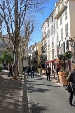 Antibes, France, 16th February, 2013, People in the spring sun at Place National in Antibesのeditorial素材