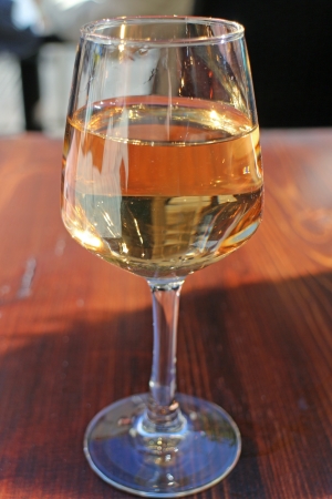 Antibes, France, 16th February, 2013, A glass of rose wineの写真素材