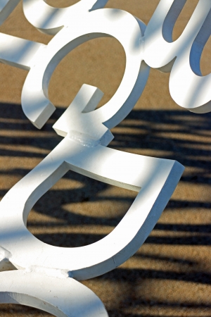 Antibes, France, 12th February, 2013, Close up of the letters G and D in Jaume Plensa sculpture in Antibesのeditorial素材