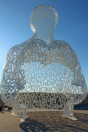 Antibes, France, 12th February, 2013, A full picture of the Jaume Plensa sculpture in Antibes harbourのeditorial素材