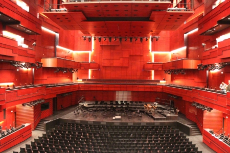 March 30th 2013, The large red concert hall of the famous icelandic consert hall and conference center located in the harbour of tha capital Reykjavik.のeditorial素材