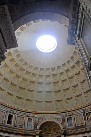 2014 29th March Rome Italy The ceiling of the Panthenon Light coming in from the top windowのeditorial素材