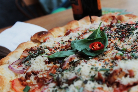 Delicious made pizzaの写真素材