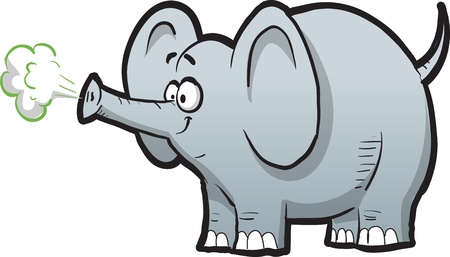 Happy Cartoon Elephant Trumpeting With His Trunkのイラスト素材