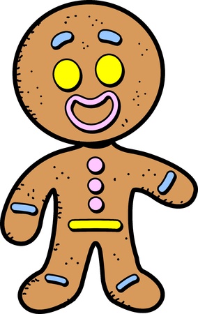 Happy Smiling Cartoon Gingerbread Man Cookieのイラスト素材