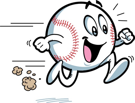 Happy Running Baseball with Big Smileのイラスト素材