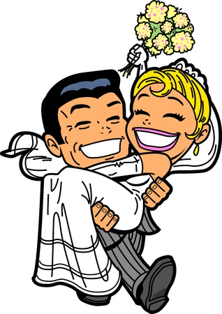 Happy Wedding Couple is Just Marriedのイラスト素材