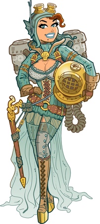 Sexy Steampunk Undersea Diver Explorerのイラスト素材