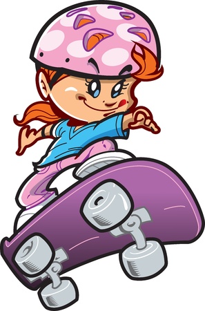 Tough Girl Skateboarder With Attitude Doing a Cool Stuntのイラスト素材