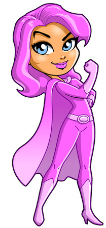 Breast cancer awareness black super woman superhero cartoon clip art vector.のイラスト素材