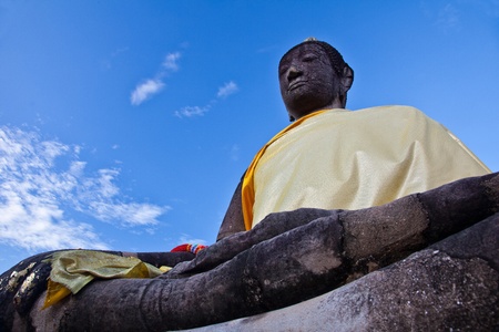 A fine ruined buddha in Wat Mahathat1の写真素材
