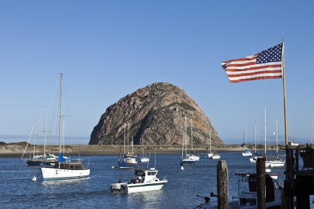 Morro Rock at Morro Bay in Central California, USA の写真素材