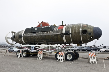 Morro Bay, California -July 1, 2012: Named in 1977, AVALON is the second of the two Deep Submergence Rescue Vehicles of the Navy designed to perform rescue operations on submerged, disabled submarines of the U.S. Navy.のeditorial素材