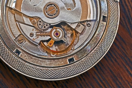 The Complex Movement of an Old Auto Wind Up Watch 