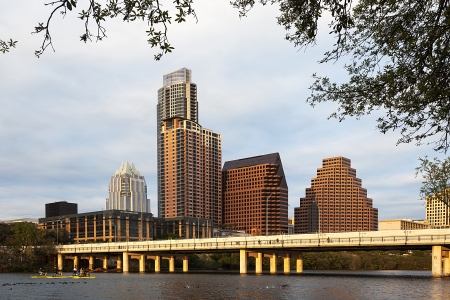 A View of the Skyline Austin at Sunset in Texasのeditorial素材
