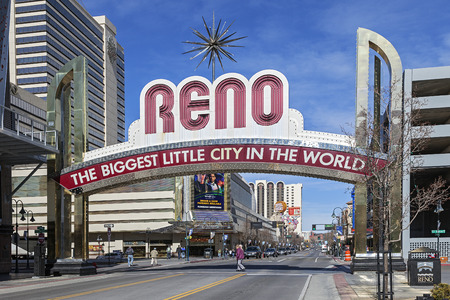 The Famous Arch  The Biggest Little City in the World  at Reno, Nevada  のeditorial素材