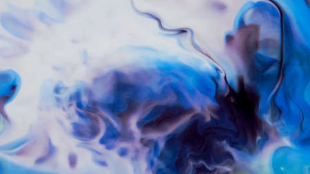 Blue streaks on a white background. Liquid abstractions. Abstract natural art.の写真素材