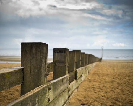 Fence at Portobello Beach, Edinburghの写真素材